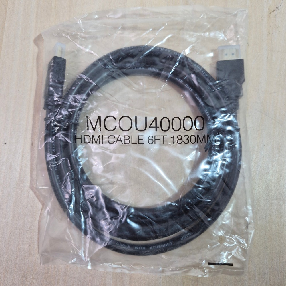 MCOU40000 High Speed HDMI Cable with Ethernet 6FT 1830MM Black Gold Plated